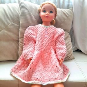 Prairie Baby Dress Puffed Sleeves Bubblegum Pink